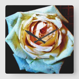 Peach-Rose Quadratische Wanduhr