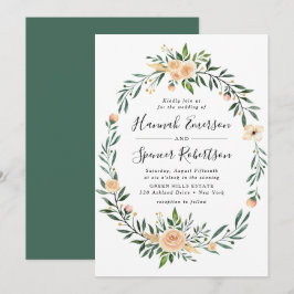 Peach Rose Rahmen Hochzeitseinladung Einladung