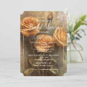 Peach Rose Romantic Floral Gold Brautparty Einladung