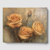 Peach Rose Romantische Hochzeitflora Gästebuch (Rückseite)