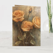 Peach Rose Romantische Hochzeitflora Karte (Rückseite)