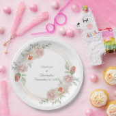 Peach Rose Rosa Rosa Rosa Rosa Goldrahmen Hochzeit Pappteller (Party)