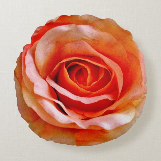 Peach-Rose Rundes Kissen (Vorderseite)