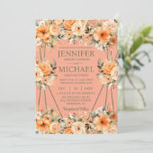 Peach Rose Sommerfrühlingssommer Einladungen (Stehend Vorderseite)