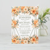 Peach Rose Sommerfrühlingssommer Einladungen (Stehend Vorderseite)