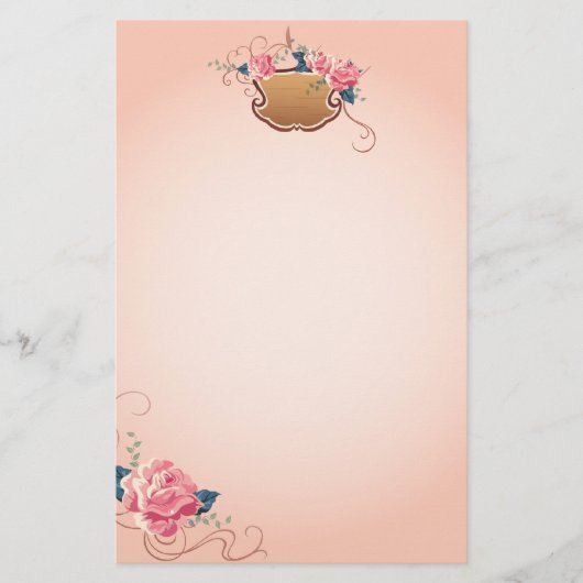 Peach-Rose-Stand Briefpapier (Vorderseite)