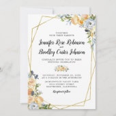 Peach Rose Thistle Floral Wedding Einladung (Vorderseite)