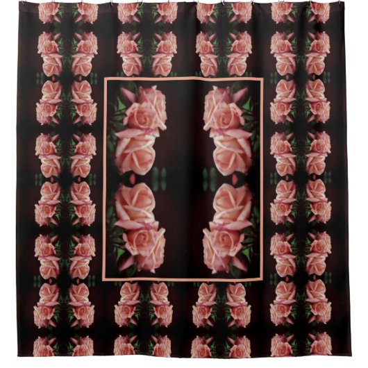 Peach Rose Trio Abstraktes Blumenkohl Vintag Duschvorhang (Vorderseite)