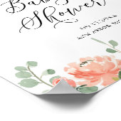 Peach Rose und Hydrangeas Babydusche Begrüßung Poster (Ecke)