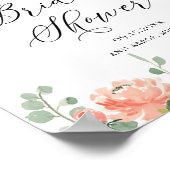 Peach Rose und Hydrangeas Brautparty Willkommen Poster (Ecke)