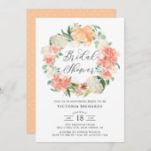 Peach-Rose und Hydrangeas-Wreath-Brautparty Einladung (Vorne/Hinten)