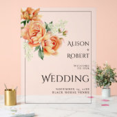 Peach Rose und Pfingsteine mattierte Hochzeit WILL Acrylschild (Hochzeit)