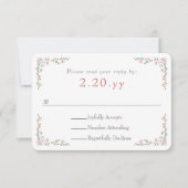 Peach Rose Vine Border Wedding RSVP Card Karte (Vorderseite)