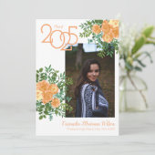 Peach Rose Vintag Foto Abschluss Ankündigung (Stehend Vorderseite)