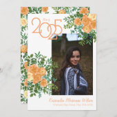 Peach Rose Vintag Foto Abschluss Ankündigung (Vorne/Hinten)