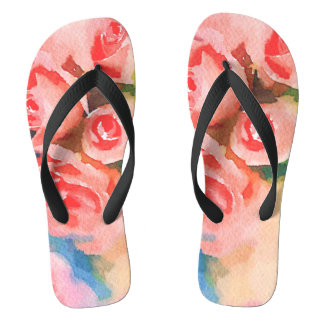 Peach Rose Wasserfarben Ladys Flip Flops Badesandalen