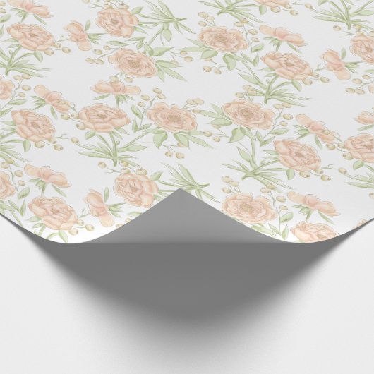 Peach Rose Wedding Geschenkpapier (Ecke)