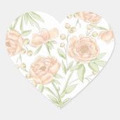 Peach Rose Wedding Herz-Aufkleber (Vorderseite)