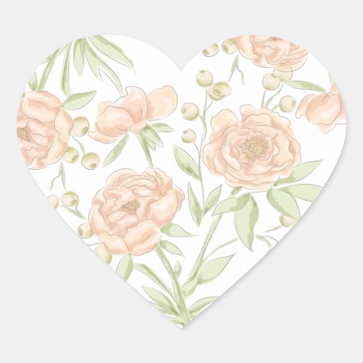 Peach Rose Wedding Herz-Aufkleber (Vorderseite)