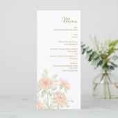 Peach Rose Wedding Menus Menükarte (Stehend Vorderseite)