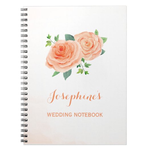 Peach Rose Wedding Planning Notebook Notizblock (Vorderseite)