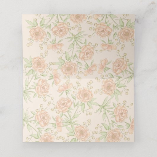Peach Rose Wedding Platzkarte (Innenseite Aufgefaltet)