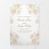 Peach Rose Wedding Programs Dreifach-gefaltete Programmkarte (Cover)