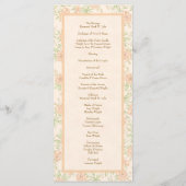 Peach Rose Wedding Programs Menükarte (Rückseite)