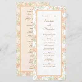 Peach Rose Wedding Programs Menükarte