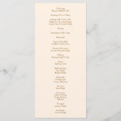 Peach Rose Wedding Programs Menükarte (Rückseite)