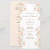 Peach Rose Wedding Programs Menükarte (Vorne/Hinten)
