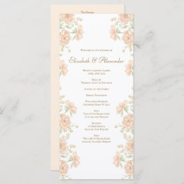 Peach Rose Wedding Programs Menükarte