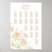 Peach Rose Wedding Seating Chart Poster (Vorne)