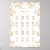 Peach Rose Wedding Seating Chart Poster (Vorne)