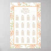 Peach Rose Wedding Seating Chart Poster (Vorne)