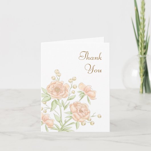 Peach Rose Wedding Thank You Cards Einladung (Vorderseite)