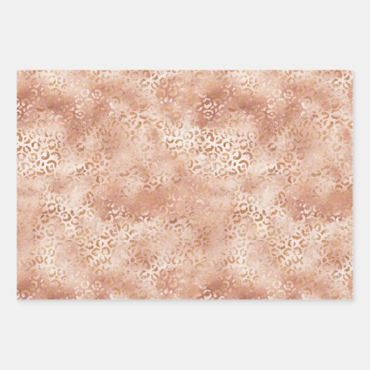 Peach-Rose Weißleopard Geschenkpapier Set (Vorderseite)