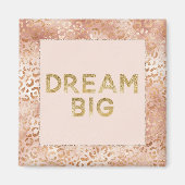Peach Rose White Leopard Print Gold Dream Magnet (Vorne)