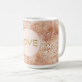 Peach Rose White Leopard Print Gold Liebe Kaffeetasse (VorderseiteRechts)