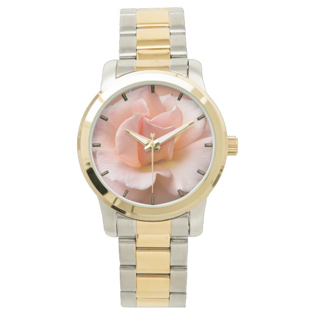Peach Rose Wildblume  Wildrose Armbanduhren (Vorderseite)