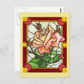 Peach Rose Window Postcard Postkarte (Vorne/Hinten)