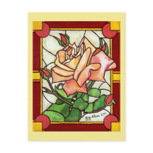 Peach Rose Window Postcard
