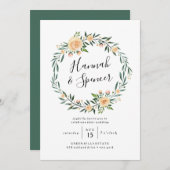 Peach Rose Wreath Wedding Einladung (Vorne/Hinten)