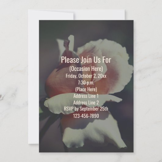 Peach Rosebud Floral Invitation Einladung (Vorderseite)
