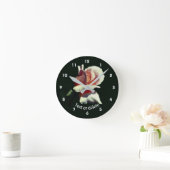 Peach Rosebud Flower Personalized Runde Wanduhr (Zuhause)