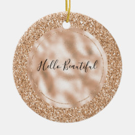 Peach Rosen Blush Gold Glitzer Keramik Ornament