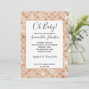 Peach Rosen Blush Gold Glitzer Mermaid Einladung