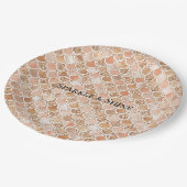 Peach Rosen Blush Gold Glitzer Mermaid Pappteller (Schrägansicht)