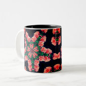 Peach Rosenknospe Kaleidoskop Blume Art Zweifarbige Tasse (Vorderseite Links)