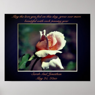 Peach Rosenknospe Personalisiert Wedding Gift Poster
